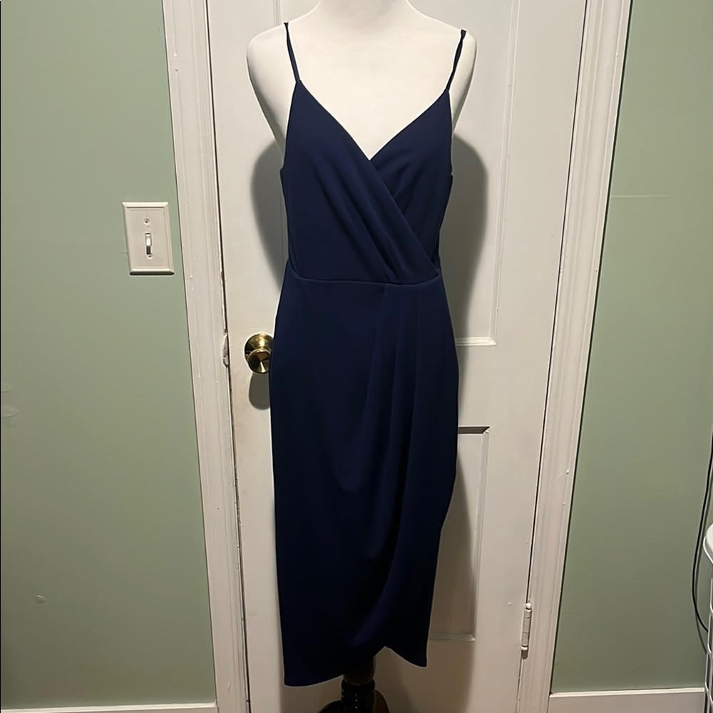 Lulu's Blue Sleeveless Midi Slip Dress